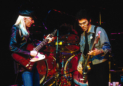 Photo of Johnny Winter, Jon Paris, Bobby Torello at Lorely Festival 1980 